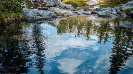 The reflective water and flowing rivers add depth to the composition