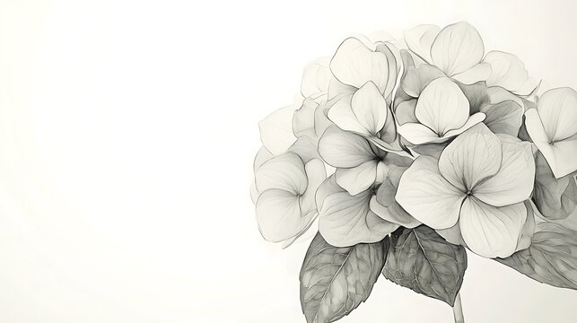 Hydrangea grayscale drawing