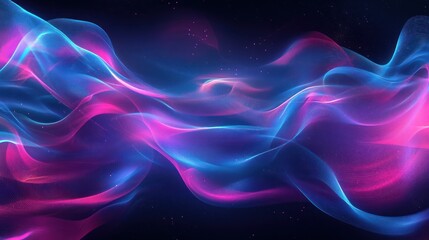 Abstract Pink Blue Waves, Dark Background, Energy, Design