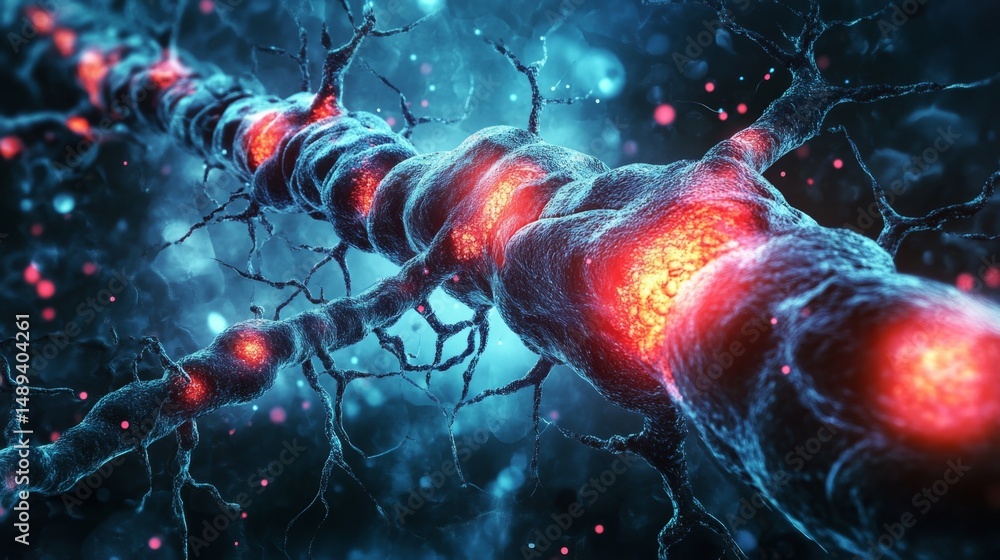 Aufkleber futuristic visualization of nerve regeneration and scaffold integration