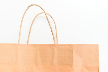 brown paper bag isolated on white background, recycle material