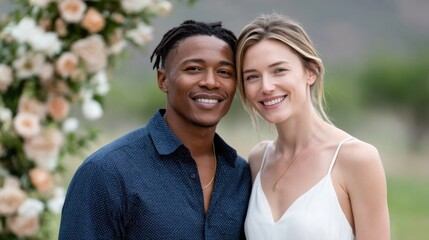 Obraz premium Joyful Couple Celebrating Love Outdoors