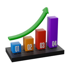 Ascending bar chart transforming into steps.