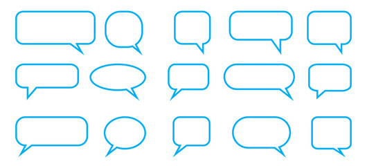 Speech Bubble Icon Set. Speech Bubble Line Icons. Set of speak bubble text, chatting box, message box - Editable Stroke Vector Illustration