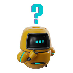 Fototapeta premium AI with a question mark in deep thought. 3d illustration