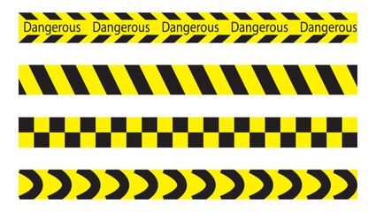 Security Caution Tape Set. Yellow Warning Ribbons. 
 Police line do not cross. Barrier tape. arrow road yellow sign. 