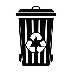 Recycling Bin Silhouette Vector Illustration White Background