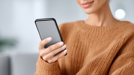 Smartphone User Engaged with Mobile Device in Cozy Setting