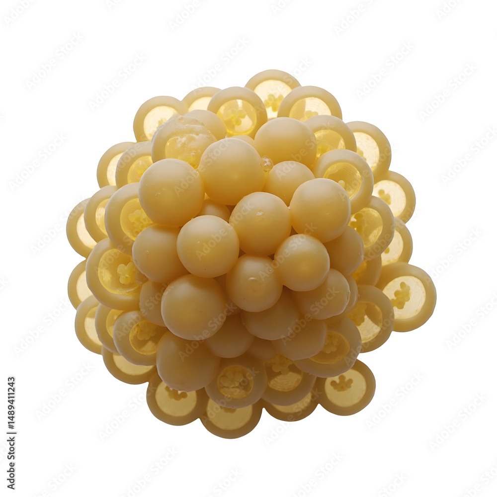 Poster intricate sphere of organic cells creating a mesmerizing visual texture with bubble algae under a mi