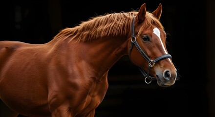 High-Quality Portrait of a Ginger Brown Horse in Clear View
