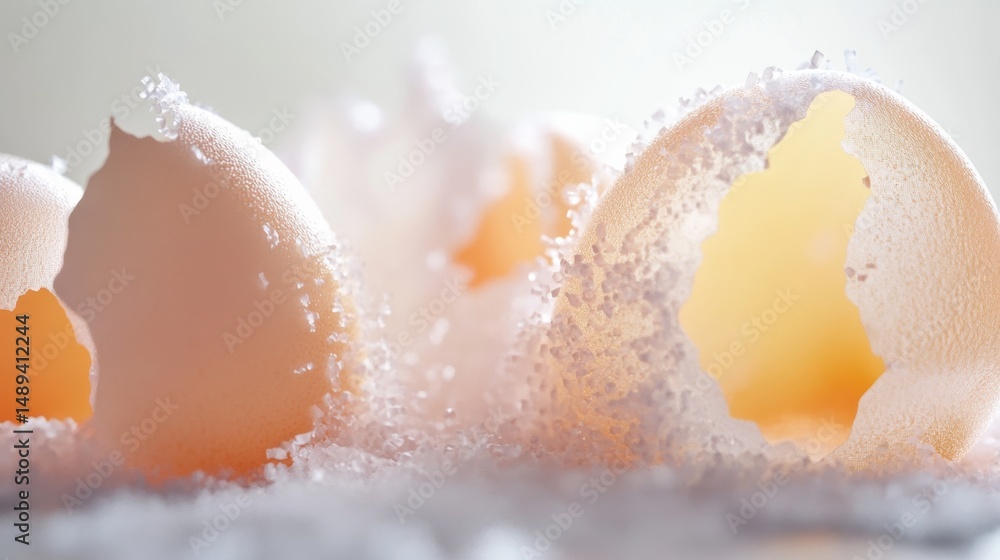 Poster artistic visualization of delicate eggshell membrane and texture