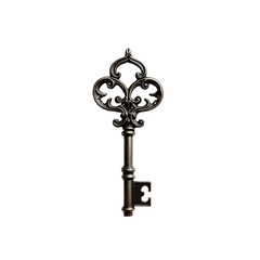 Intricate Vintage Key, A close-up studio shot of an ornate antique key featuring delicate curls and exceptional detail, perfect for conceptual themes