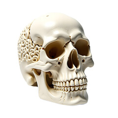 Intricately Carved Hollow Skull, A Macabre and Detailed Anatomical Artwork with Complex Design Elements