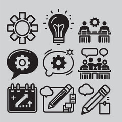 Business strategy icon set vector