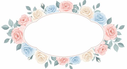 Rose Border Frame Pastel Colors