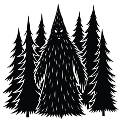 "Sasquatch Line Art Vector – Bigfoot Illustrations"
