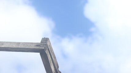 Low Angle View of Weathered Wooden Structure Against a Cloudy Sky