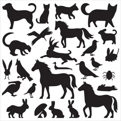 animal silhouettes vector set, 