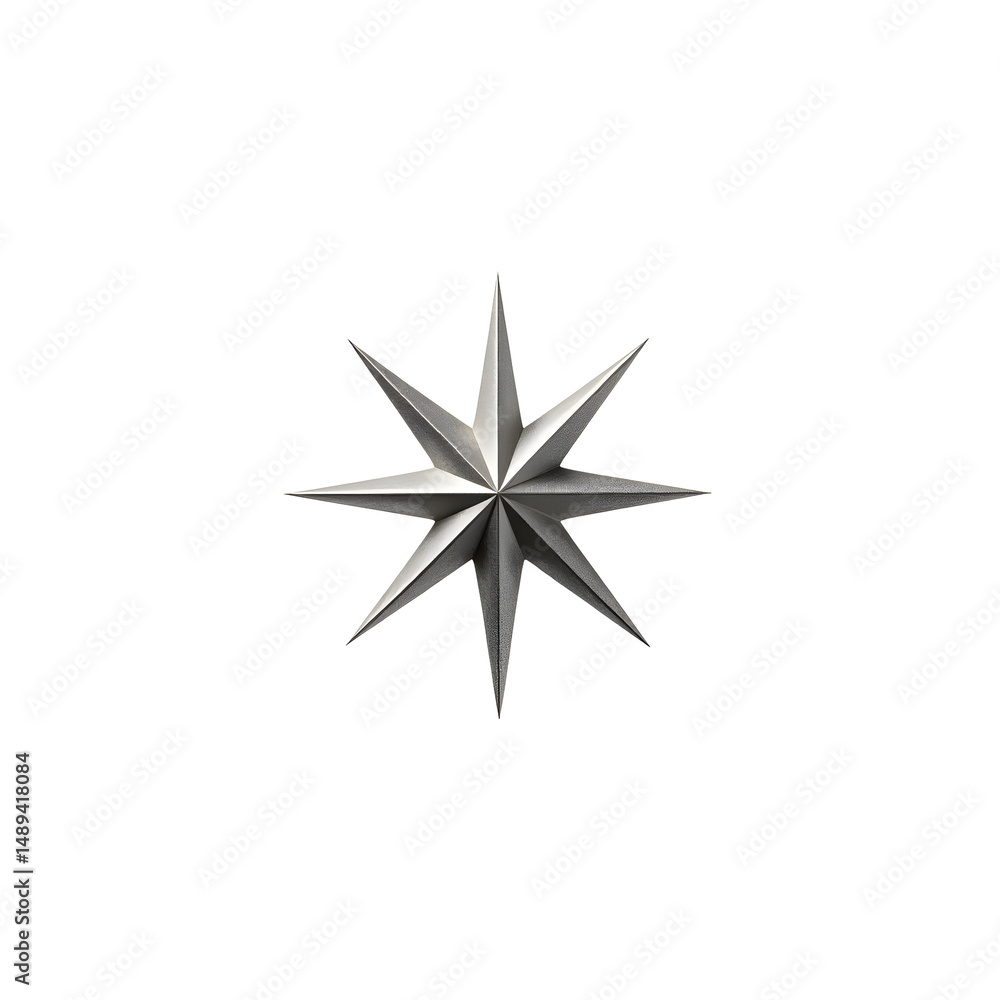 Poster intricately designed sparkling silver star with highly detailed texture on a plain setting ideal for