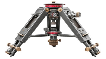 Precision Instrument: A detailed view of a sturdy surveying instrument, highlighting its intricate mechanics, set against a stark backdrop. The device showcases expert craftsmanship.