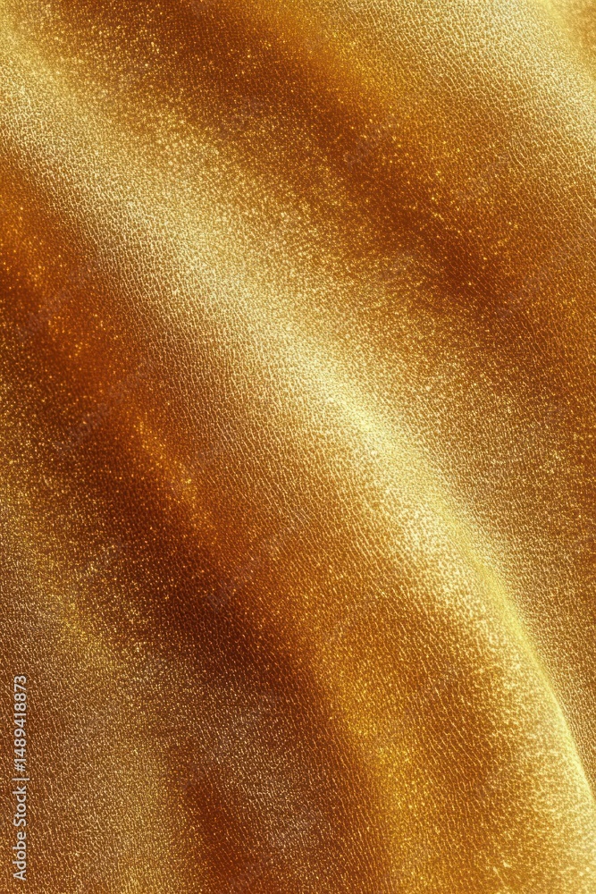 Aufkleber close-up of shimmering golden fabric with textured surface and soft, flowing folds creating a rich, 