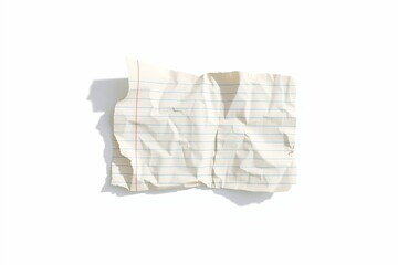 High-Quality torn lined paper note on white background.