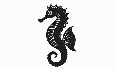 Seahorse line art, Seahorse outline vector, Cartoon seahorse illustration, Marine animal drawing, Ocean creature icon