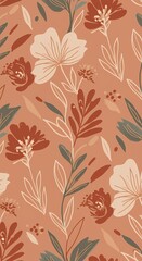 Floral Pattern with Beige and Brown Flower