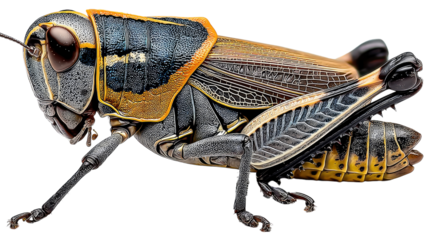 Grasshopper: Detailed macro shot showcasing a vibrant grasshopper, highlighting its intricate features against a clean backdrop, symbolizing life in the world around us. 