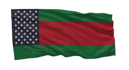 Obraz premium Waving Flag with Stars and Stripes in Green and Red
