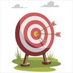 Target board with arrows cartoon illustration
