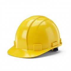 Yellow Hard Hat Isolated on White Protective Headwear