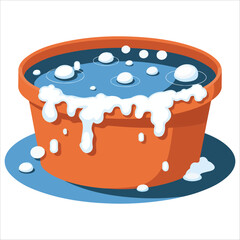 Basin filled with soapy water for laundry