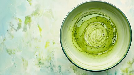 Obraz premium Abstract green swirl in bowl artistic food photography background calm image style color fresh light
