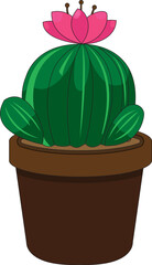 Cactus Bloom House Plant Illustration