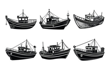 fishing boat silhouette white background