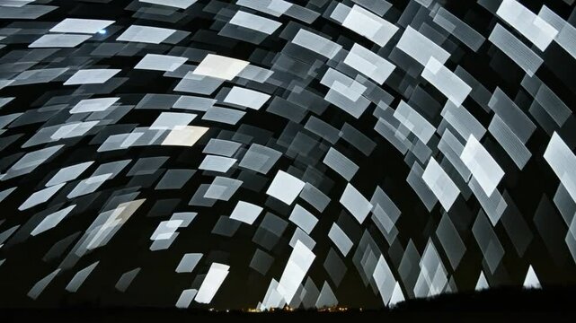 Timelapse of moving stars in night sky. Stars move around a polar star.