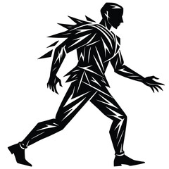 Fototapeta premium Dynamic Walking Silhouette Person in Motion Vector Graphic