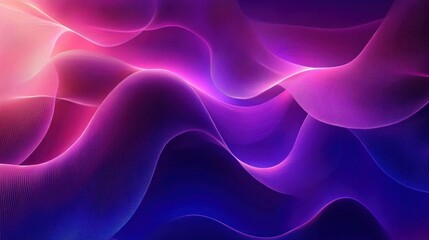 Fototapeta premium Abstract flowing wave-like shapes in vivid pink, purple, and blue gradient tones creating a smooth, dynamic, and futuristic digital landscape
