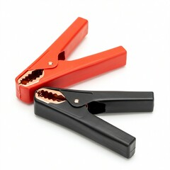 Fototapeta premium High-Quality Red and Black Alligator Clips Durable, Reliable Jumper Cables for Automotive and Electrical Applications