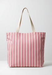 Pink and White Striped Tote Bag