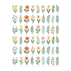 
A seamless vector pattern featuring beautiful, colorful flowers and decorative leaves in a modern artistic style. Perfect for fabric prints, wallpapers, greeting cards, textile designs, wrapping pape