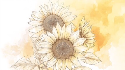 Fototapeta premium Sunflowers illustration graphic design