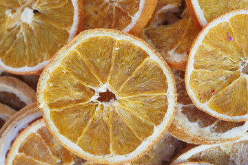Dried orange slices arranged in a decorative display