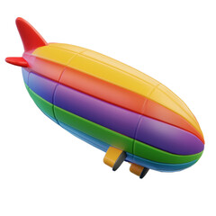 Obraz premium Rainbow Airship Illustration: A Colorful Flight of Imagination in the Sky