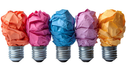 Creative crumpled paper light bulbs