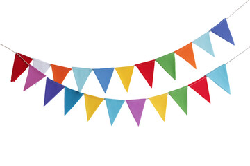 Obraz premium Colorful Triangular Bunting Flags on Twine, PNG