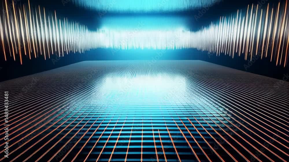 Poster abstract technology background with glowing blocks and light effect