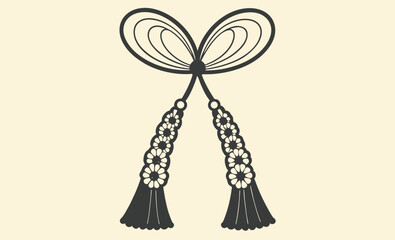 Lace Curtain Tieback Outline Silhouette, Lace curtain silhouette, Window drape icon, Curtain tieback vector