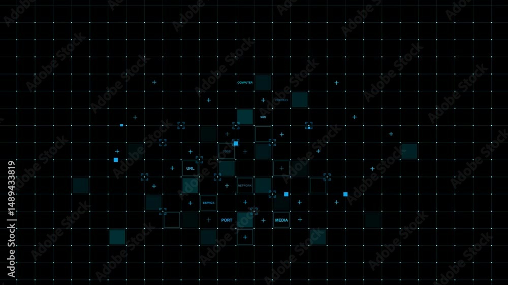 Poster futuristic digital grid with dynamic data in a technology concept